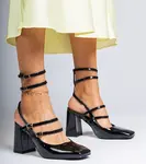 Gemre Black patent block heel pumps Ferida