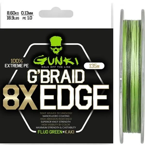 Gunki pletená šňůra g braid 8x edge 135 m - 0,18 mm 11,6 kg