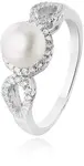 Beneto Stříbrný prsten s krystaly a pravou perlou AGG205 56 mm