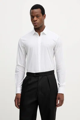 Košile Trussardi pánská, bílá barva, slim, s klasickým límcem, 5004N000006N