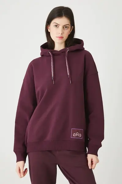 Mikina Medicine dámská, vínová barva, s kapucí, s aplikací