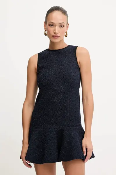 Šaty z vlněné směsi Pinko tmavomodrá barva, mini, 105795 A2VL