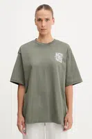 Bavlněné tričko EA7 Emporio Armani dámské, zelená barva, AF12957.7W000726