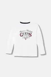 Dětské bavlněné tričko s dlouhým rukávem Guess