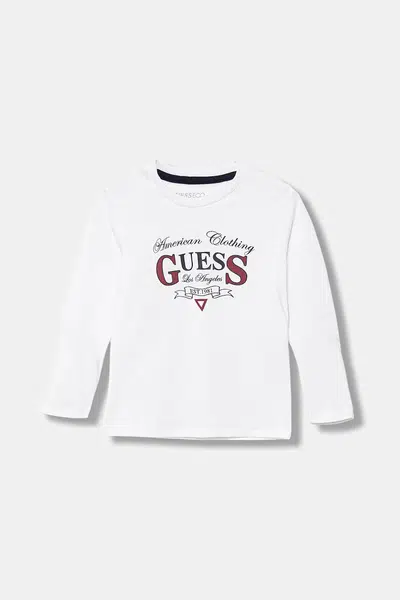 Dětské bavlněné tričko s dlouhým rukávem Guess bílá barva, s potiskem, N5YI21 K8HM4