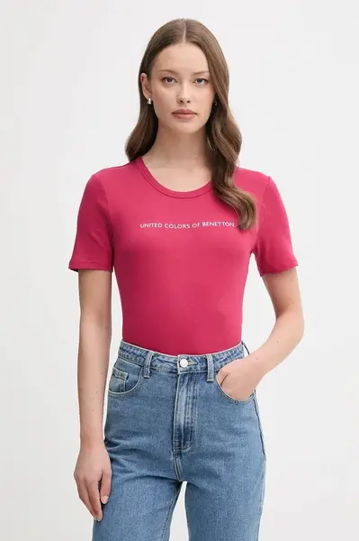 Bavlněné tričko United Colors of Benetton dámské, červená barva, 3GA2E16A2