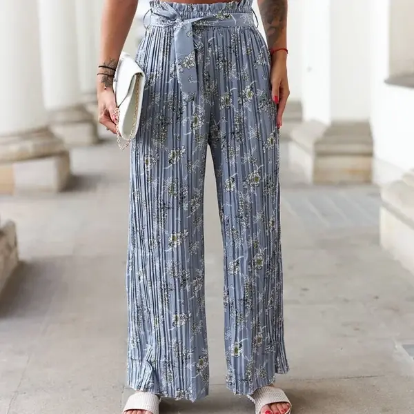 Gemre Manlio blue wide pleated trousers