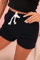 Kesi Dámské bavlněné šortky s gumou a vázáním v pase modré