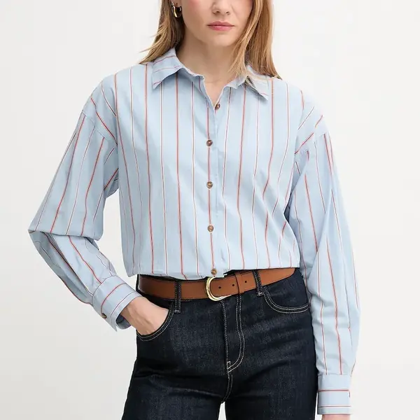 Bavlněná košile Barbour SAFFRON dámská, modrá barva, relaxed, s klasickým límcem, LSH1698