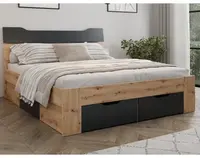 Postel s úložnými zásuvkami Asko 180x200 cm, dub artisan/antracit