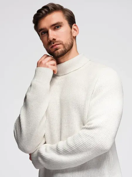 Ombre Classic men's cotton turtleneck sweater - white