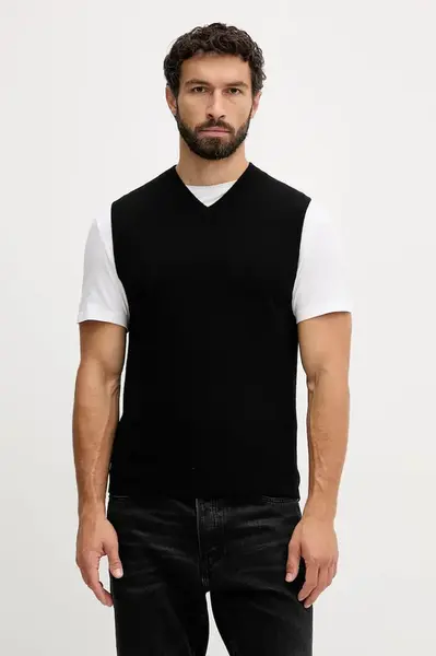 Vlněná vesta United Colors of Benetton černá barva, 1002U400L