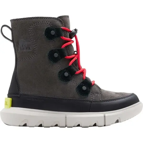 Sorel YOUTH SOREL EXPLORER LACE WP Detská zimná obuv, tmavo sivá, veľkosť 33
