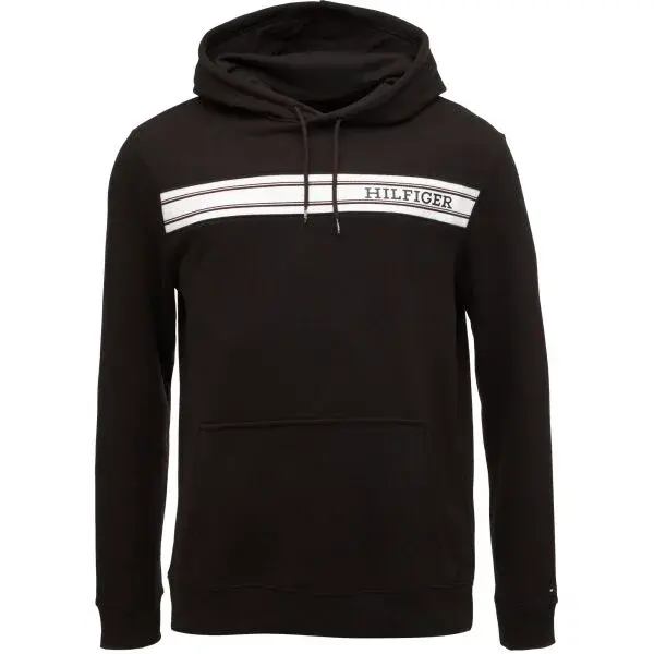 Tommy Hilfiger MONOTYPE STRIPE LOUNGE HOODY Pánska mikina, čierna, veľkosť