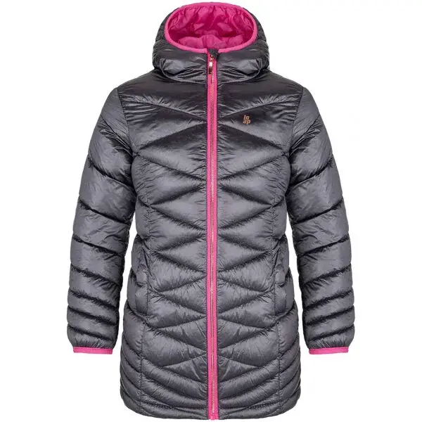 LOAP IDDA Detský zimný kabát, sivá, veľkosť 112-116