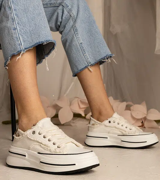 Gemre White women's high-sole sneakers Kallara
