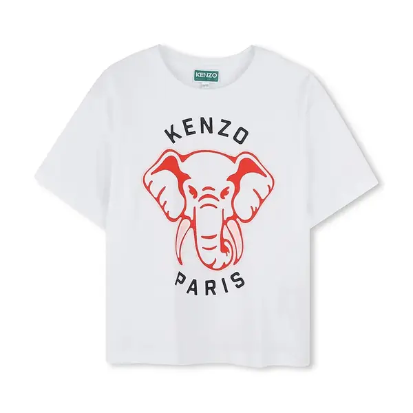 Dětské bavlněné tričko Kenzo Kids bílá barva, K61055