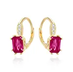 Beneto Stříbrné náušnice s červeným krystalem AGUC3350R-GOLD