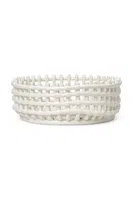 Koš na ovoce ferm LIVING Ceramic Centrepiece bílá barva
