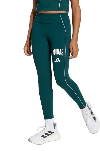 Dětské legíny adidas zelená barva, s potiskem, JW8655