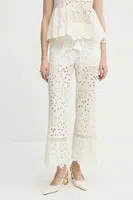 Bavlněné kalhoty Ermanno Scervino dámské, bílá barva, zvony, high waist, 56TP007EN3