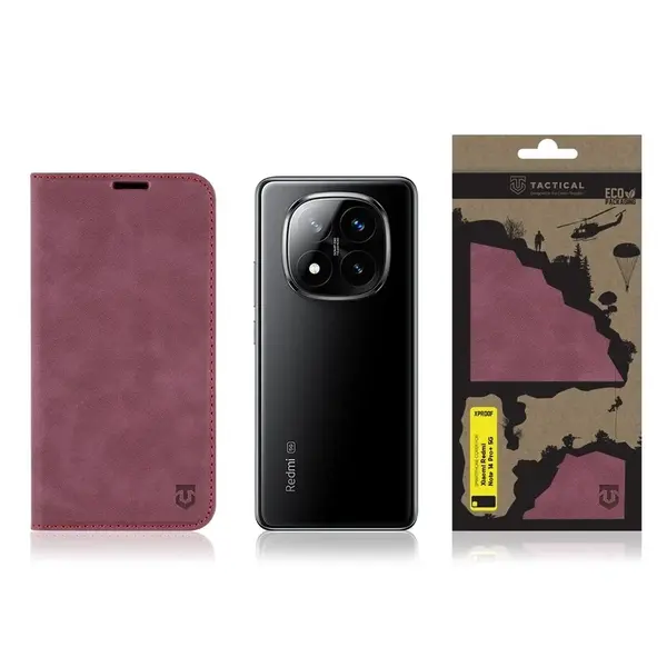 Flipové pouzdro Tactical Xproof pro Xiaomi Redmi Note 14 Pro+ 5G, red beret