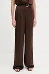 Kalhoty Marciano Guess IVA dámské, hnědá barva, široké, high waist, 5YGB17 7350A