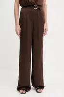 Kalhoty Marciano Guess IVA dámské, hnědá barva, široké, high waist, 5YGB17 7350A