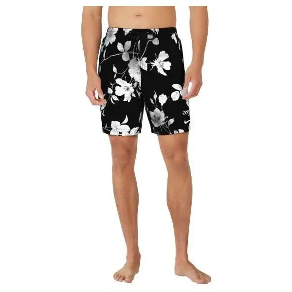 Nike FINE FLORAL Pánské plavecké šortky, černá, velikost