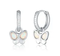 JVD Stříbrné kruhové náušnice 2v1 s motýlky SVLE3028X61O100