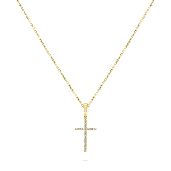Brilio Silver Nadčasový pozlacený náhrdelník Křížek NCL50Y