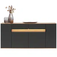 Dieter Knoll ŠIROKÁ KOMODA, antracitová, barvy dubu, 180,6/82/42 cm