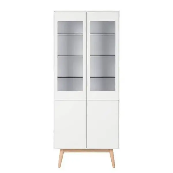 MID.YOU VITRÍNA, dub, přírodní barvy, bílá, barvy dubu, 80/190/40 cm