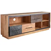 Landscape NÍZKÁ KOMODA, akácie, recyklované dřevo, hnědá, barvy akácie, tmavě šedá, 160/60/40 cm