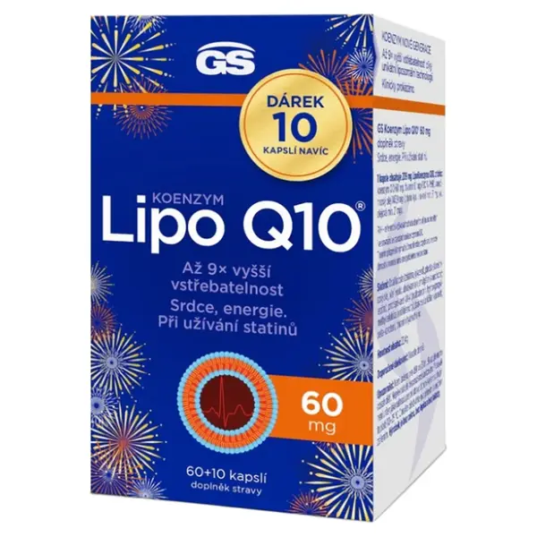 GS Koenzým lipo Q10 60 mg 60 + 10 kapsúl NAVYŠE