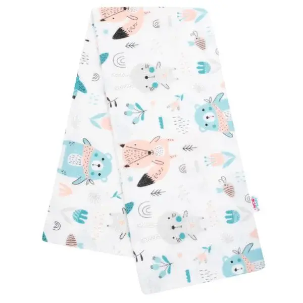 Flanelová plienka s potlačou New Baby biela zvieratká 70x80