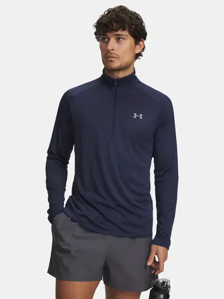Tmavomodré športové tričko Under Armour UA Tech 2.0 1/2 Zip