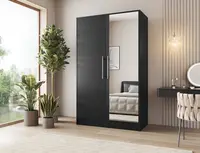 Šatní skříň Alarica Barva korpusu: Černá, Dveře: Zrcadlo