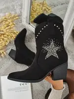 Dámské kovbojské kozačky s podpatkem a ozdobnou hvězdou
