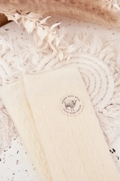 Dámské vlněné ponožky Aura.via ecru