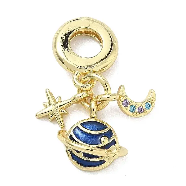 Brass Micro Pave Cubic Zirconia European Dangle Charms