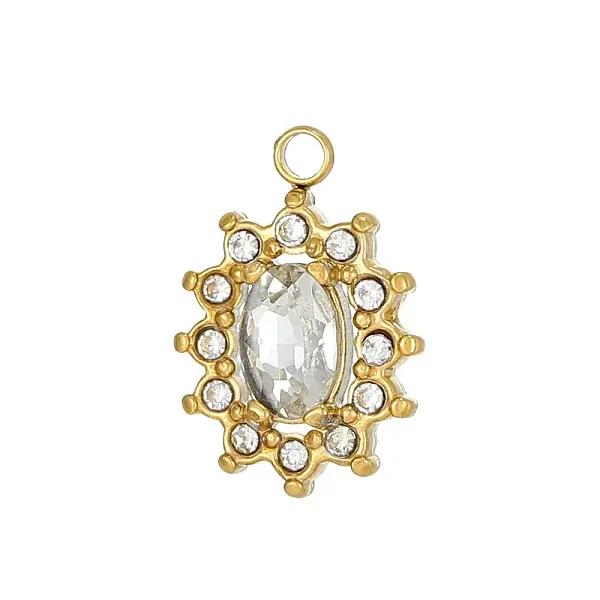 304 Stainless Steel Cubic Zirconia Charms