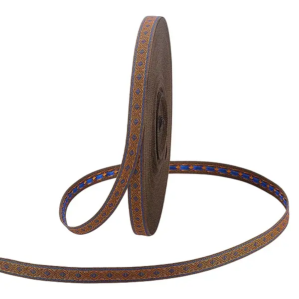 25 Yards Flat Ethnic Style Polyester Rhombus Ribbon