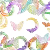 20Pcs 2 Styles Transparent UV Plating Acrylic Beads