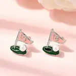 Ship Brass Enamel Stud Earrings