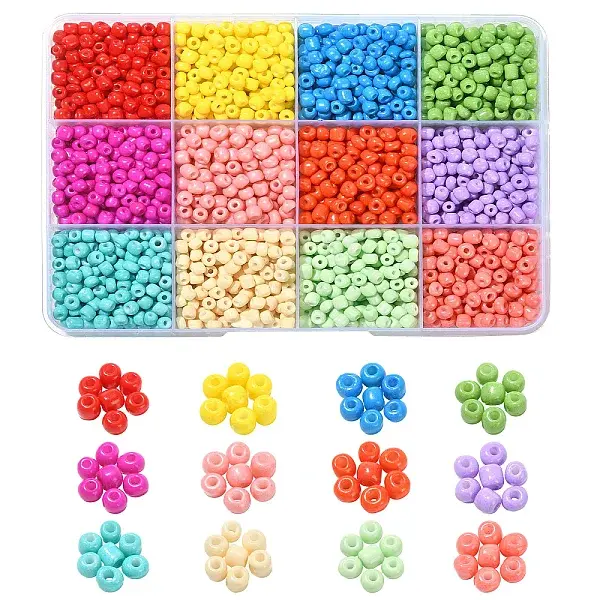 1800pcs 12 Colors 6/0 Baking Paint Glass Round Seed Beads