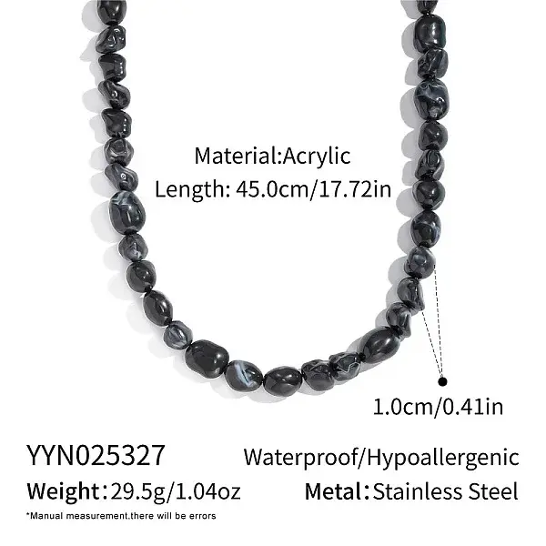 Vintage Black Acrylic Nuggets Beaded Necklaces for Women