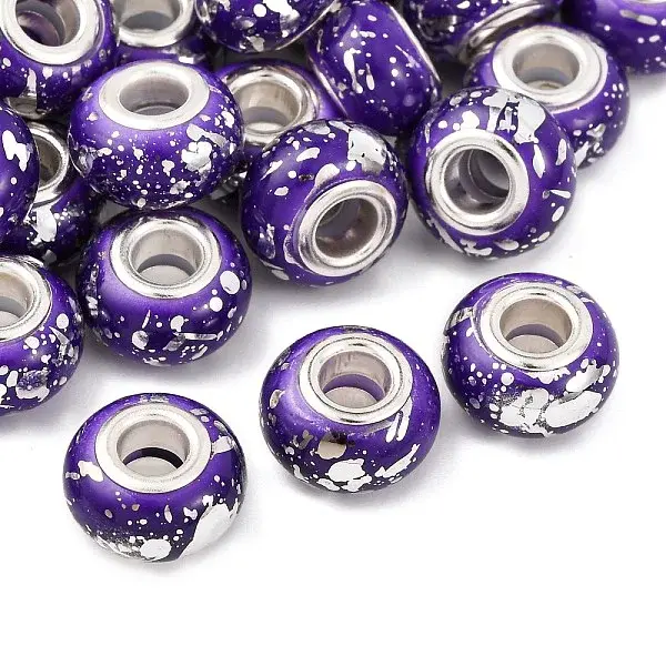 Opaque Resin Rondelle European Beads