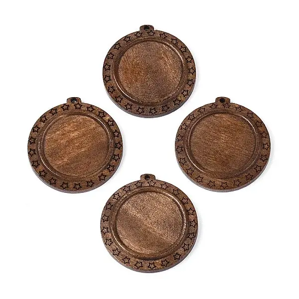 Schima Wood Carved Pendant Cabochon Settings