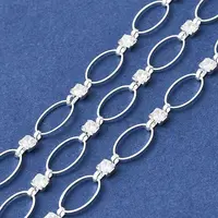 Handmade Brass Pave Clear Cubic Zirconia Oval Link Chains